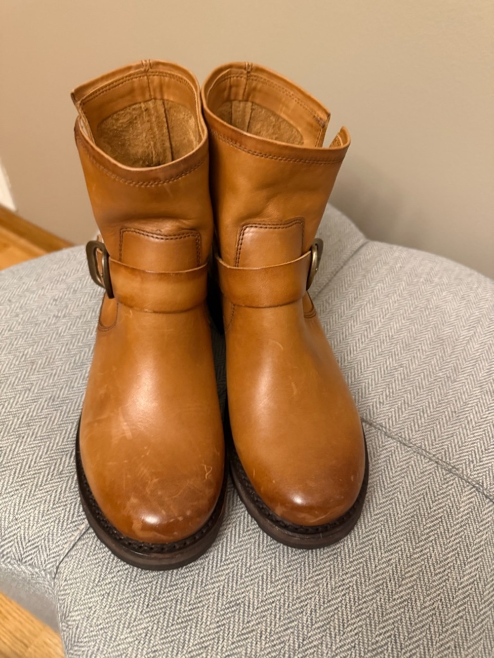 NEW FRYE Leather Buckle Ankle Boots
